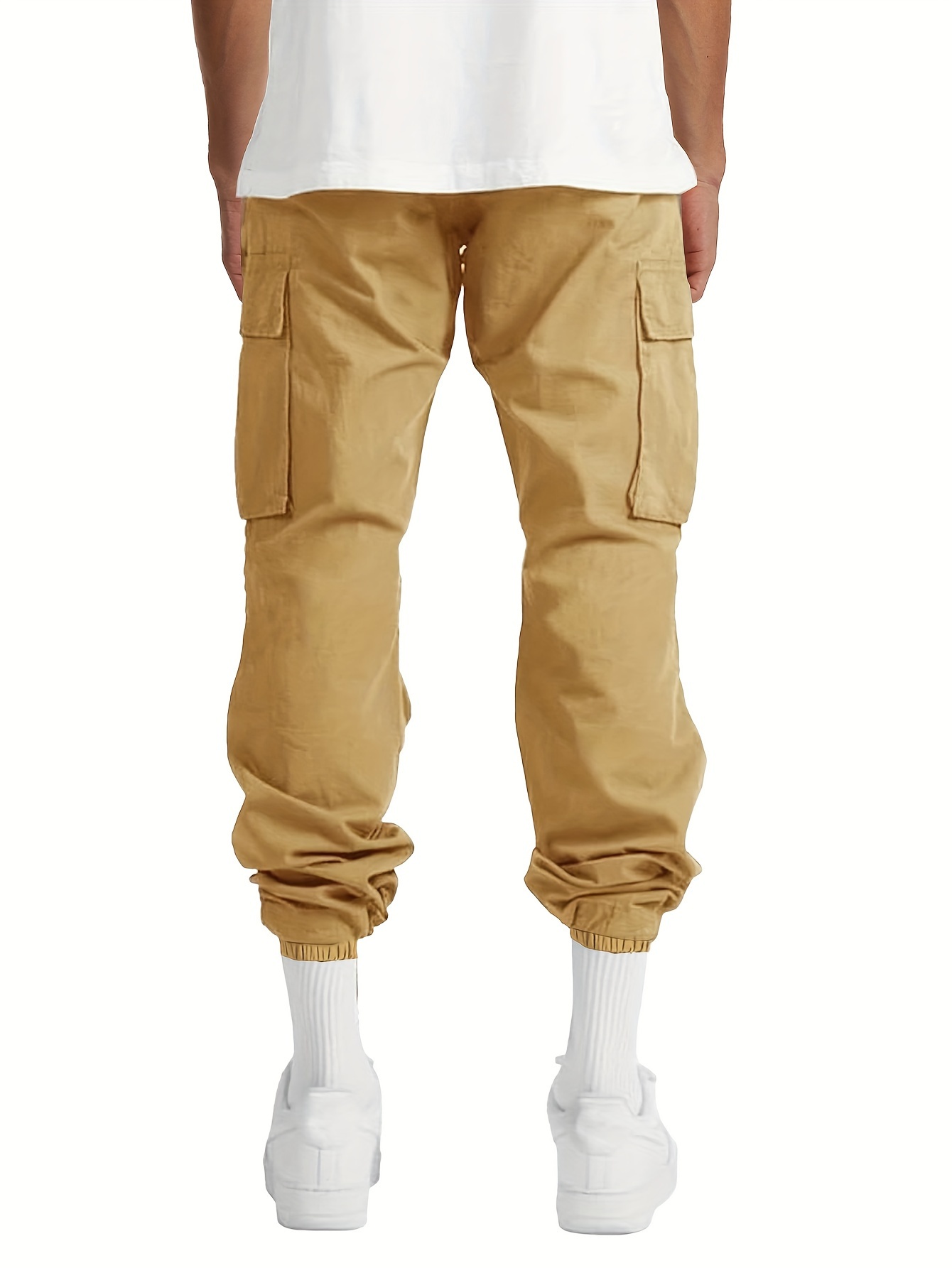 Mens Cargo Pants - Ultra-Relaxed Fit, Footed, Super Lightweight, Loose-fit, Ample Multiple Pockets - Timeless Basic Style, Fashionable, Perfect for Outdoor Activities, Ideal Work Pants