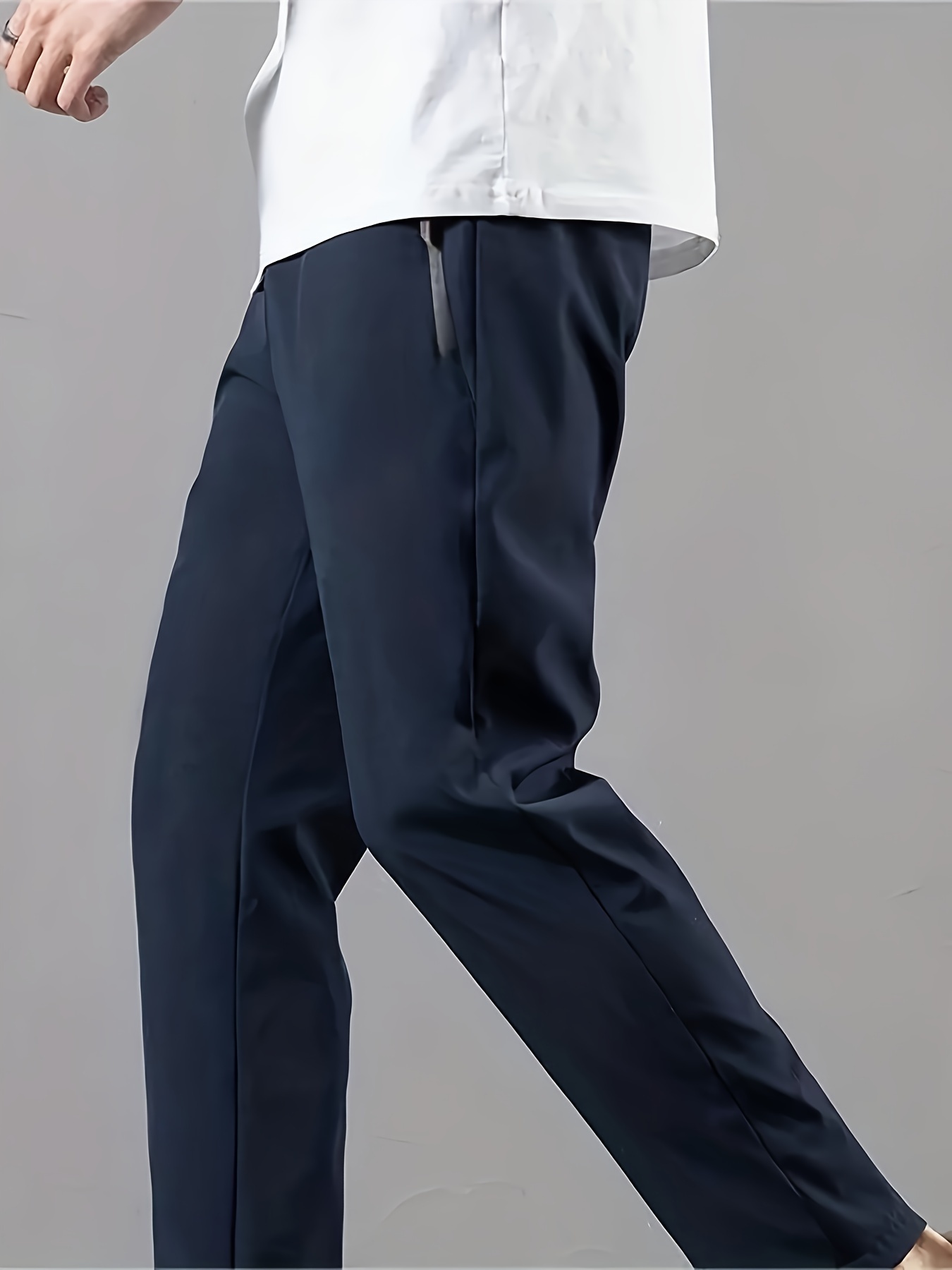 Men's Straight Slim Fit And Cuffed Solid Color Sweatpants, Made With Comfy And Breathable Viscose Fabric, Casual And Chic Trousers For Leisurewear And Outdoors Activities