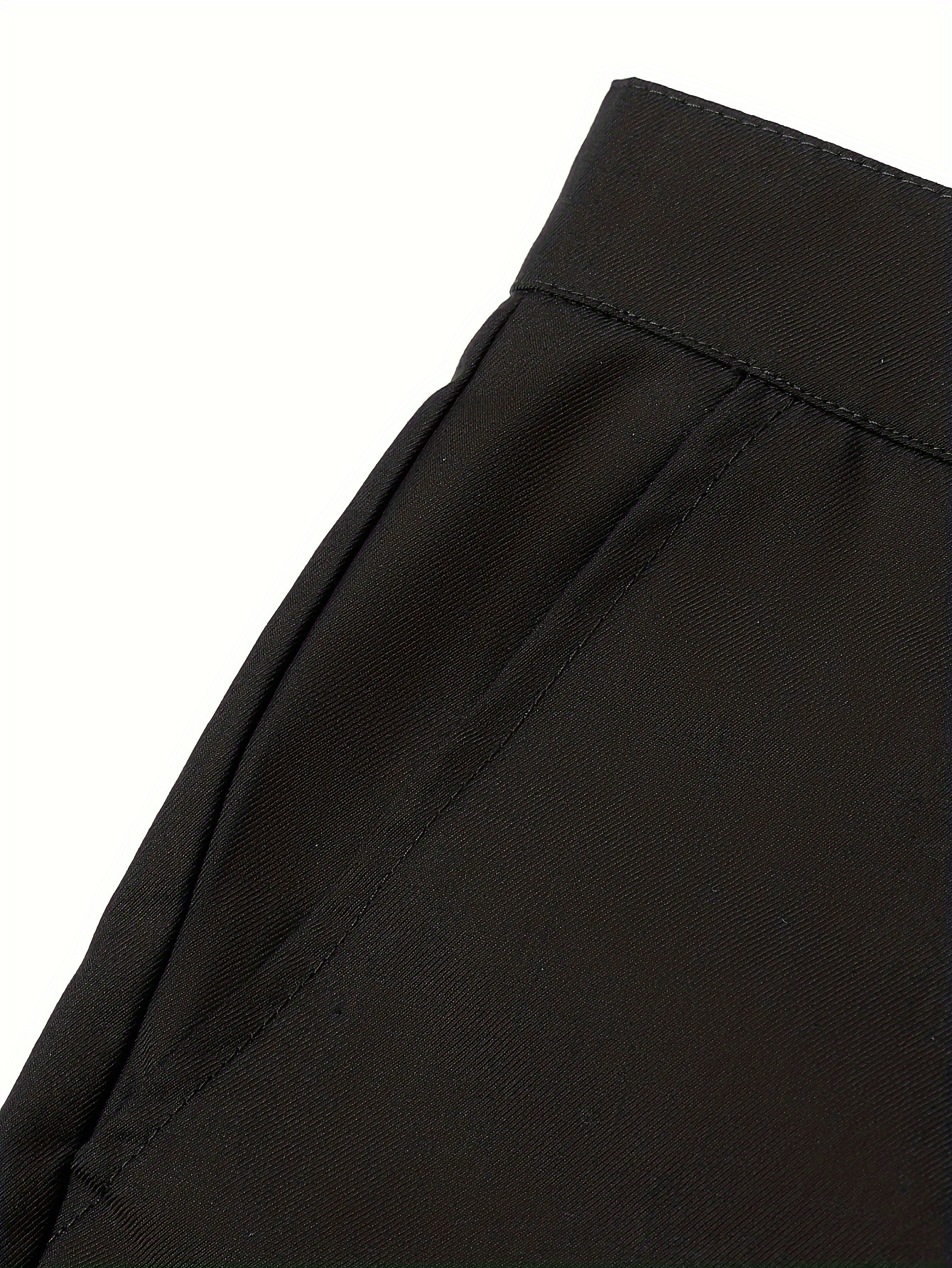 Mens Slim Fit Black Drawstring Barrel Straight Leg Pants - Comfortable Polyester Trousers with Button Detail for Spring and Fall - Woven Non-Stretch Fabric, Solid Color, Casual Style