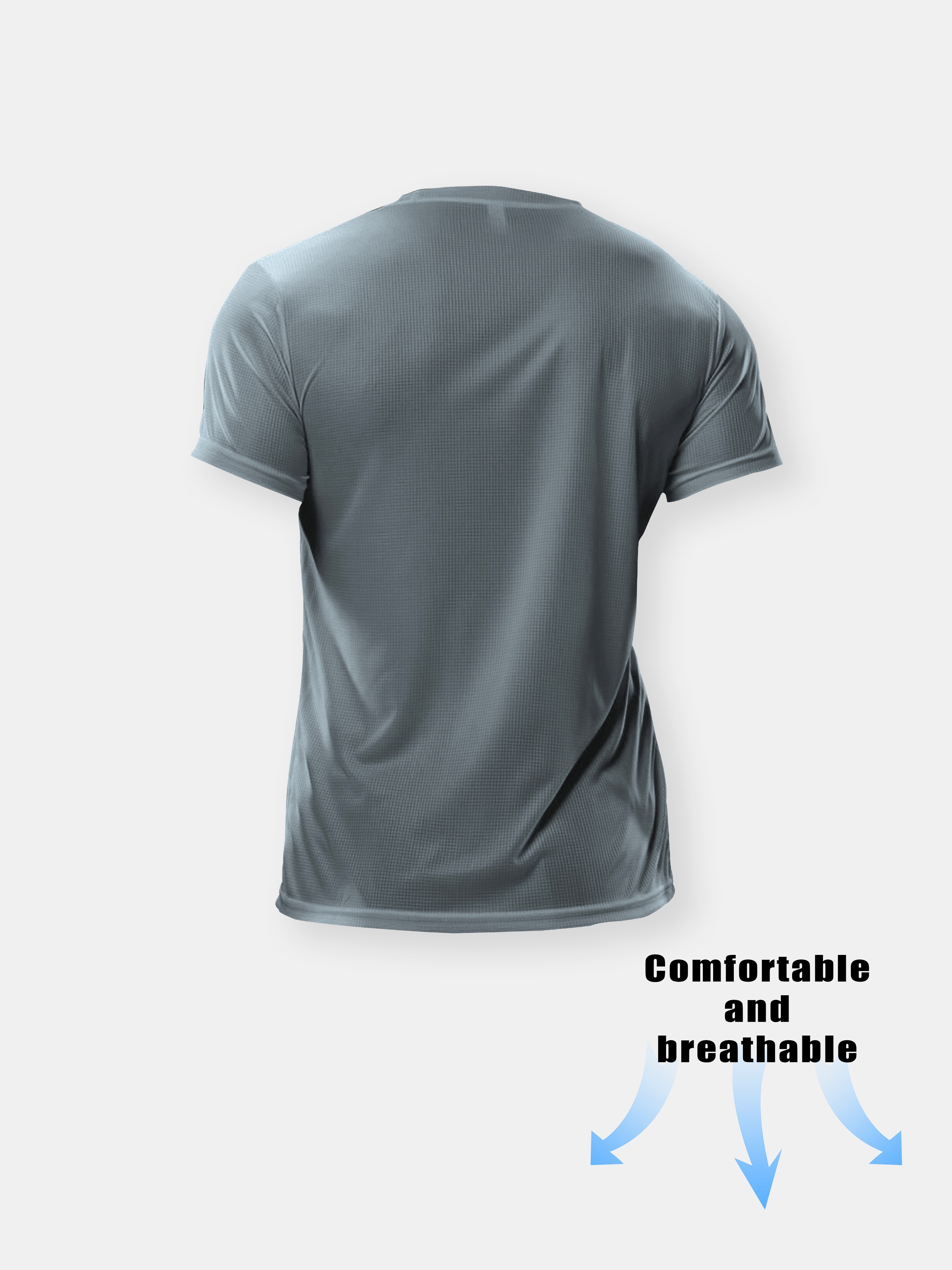 Mens Crew Neck Quick-Dry Athletic T-Shirt - Moisture-Wicking, Breathable, Slight Stretch, Regular Fit, Short Sleeve, Solid Color, Ideal for Training, Gym, Outdoor Sports, Summer Wear