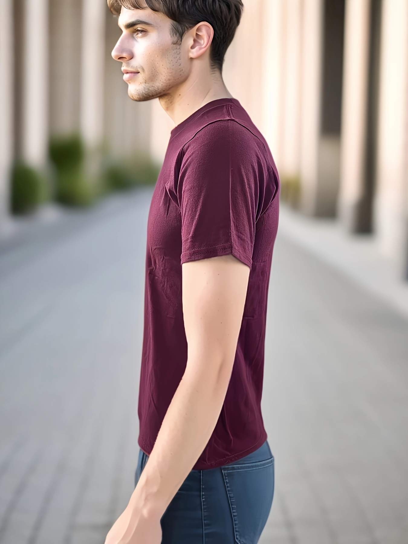 Mens Crew Neck T-shirt - Vibrant Solid Color, Classic Crew Neck, Breathable Short Sleeve, Ultra-Comfy, Slim Fit - Perfect for Hot Summer Days, Fitness, and Outdoor Activities