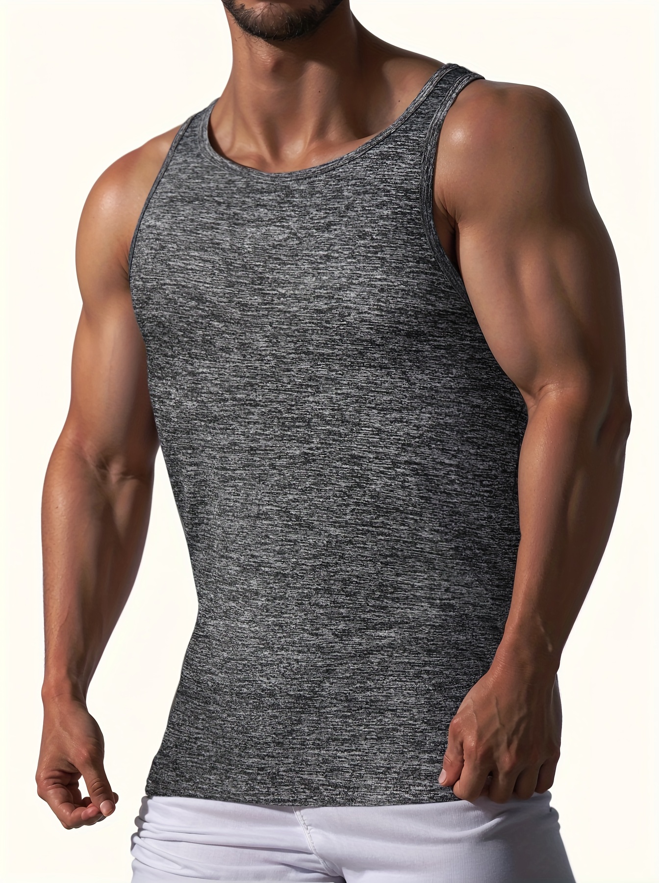 Summer Men's Quick Dry Moisture-Wicking Breathable Tank Tops, Athletic Gym Bodybuilding Sports Sleeveless Shirts, For Running Training, Men's Clothing