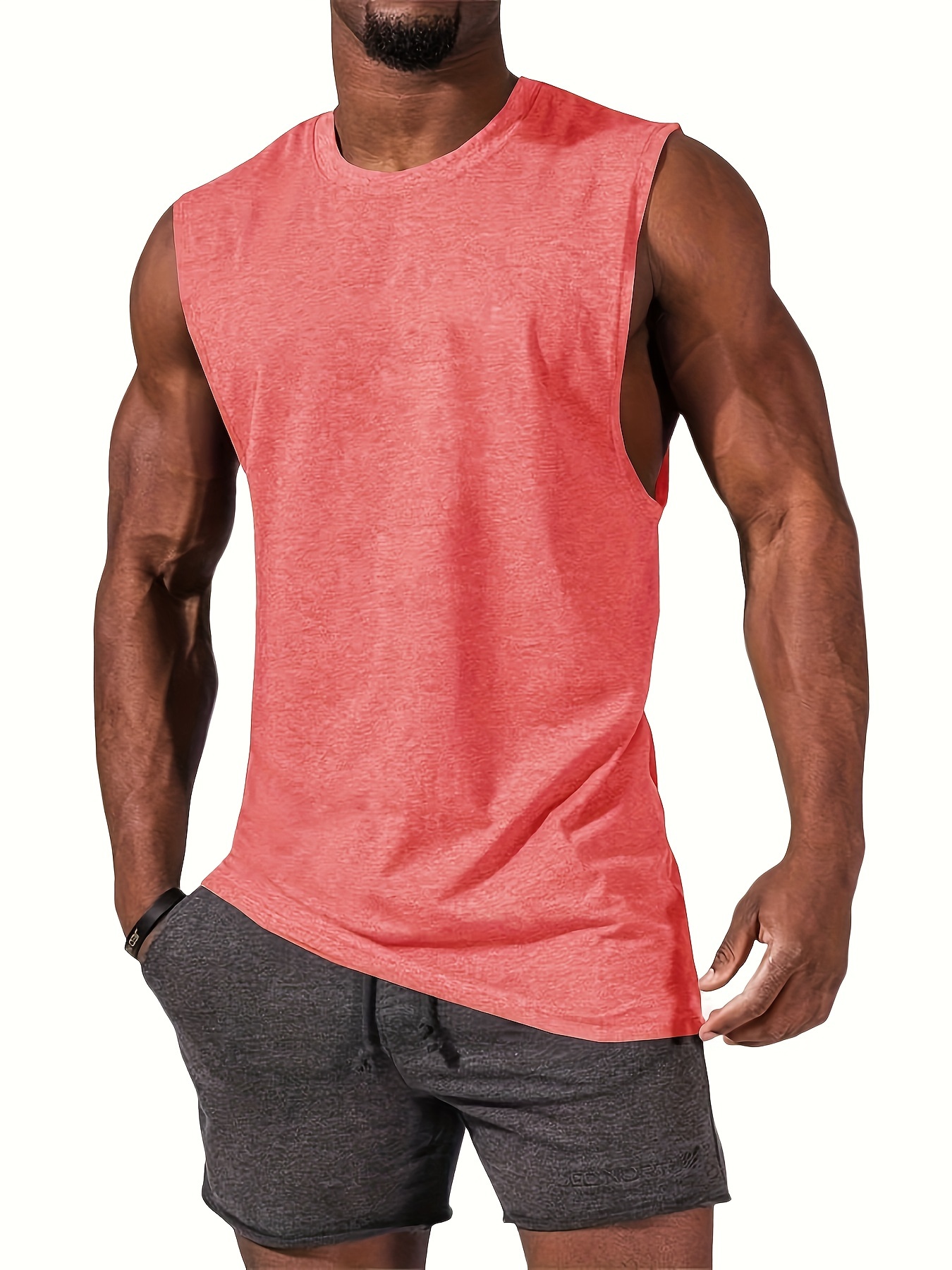 Mens Loose Fit Sleeveless Tank Top Crewneck Shirt - Soft Medium Stretch Polyester Fabric, Pullover Design, Perfect for Summer Sports - Runcati Brand