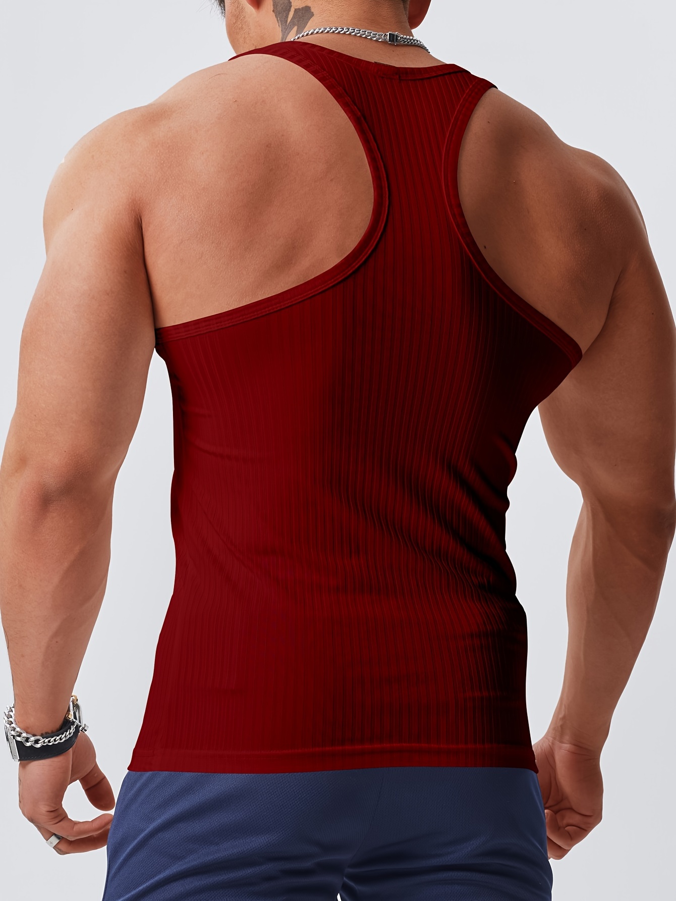 Quick Dry Mens Solid Color Tank Top - Stretch-Fit, Moisture-Wicking for Intense Summer Workouts