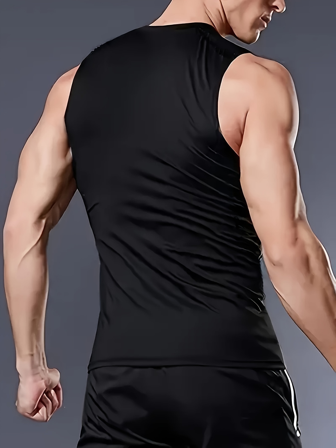 Mens High Stretch Sleeveless Crew Neck Compression Tank Top - Quick-Drying, Breathable, Moisture-Wicking - Ideal for Gym Fitness Training, Sports, and Active Wear