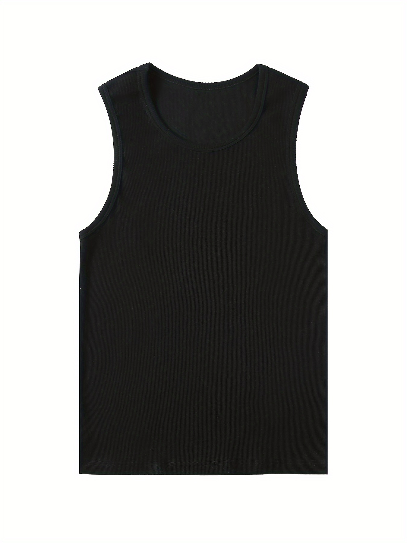 Men's Solid Tank Top, Casual Crew Neck Slim-fit Cotton Sleeveless Top, Men's Clothing For Summer Outdoor