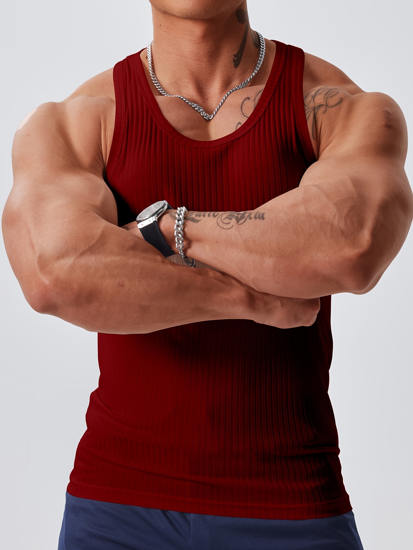 Quick Dry Mens Solid Color Tank Top - Stretch-Fit, Moisture-Wicking for Intense Summer Workouts