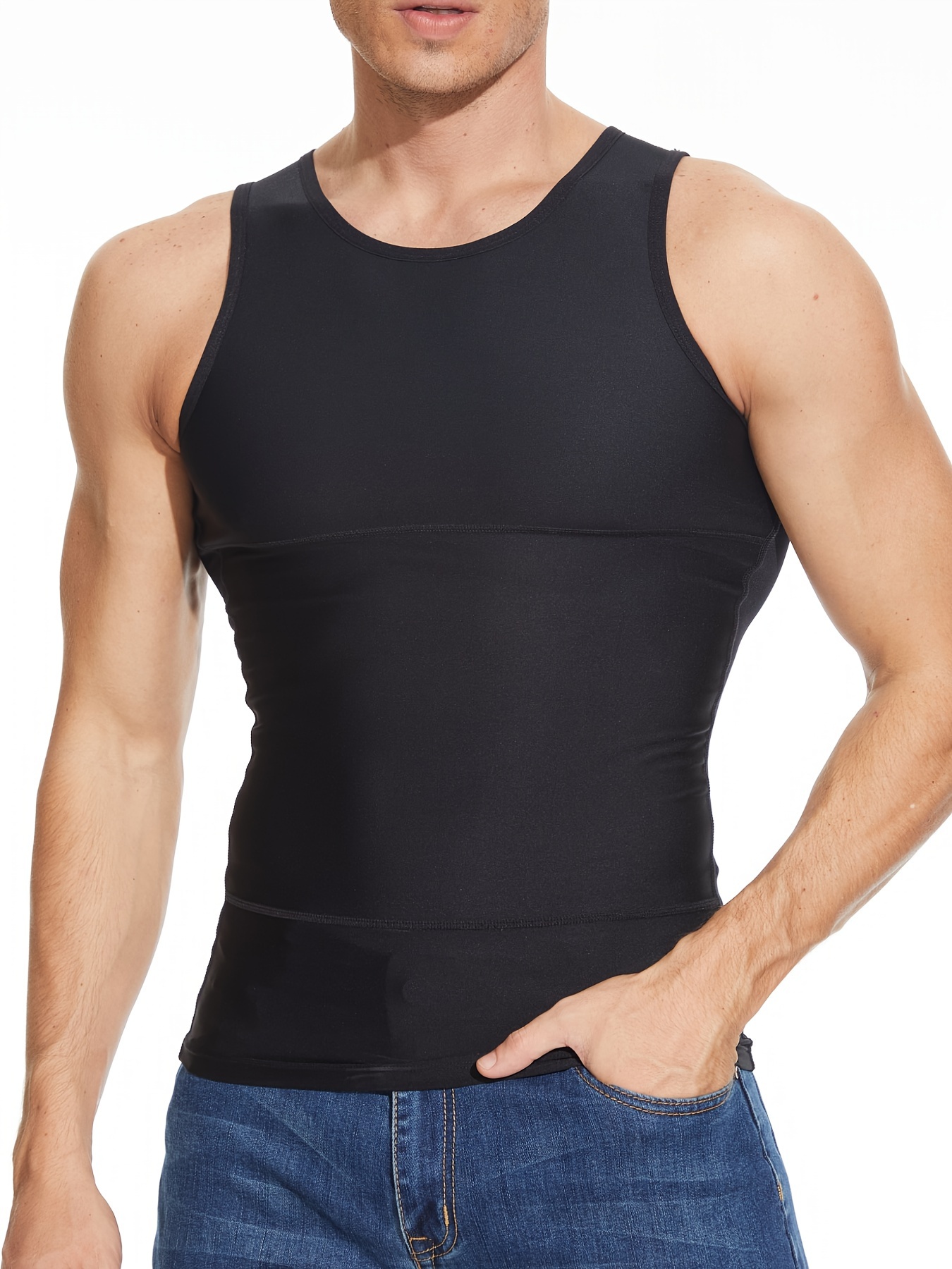 Men's Shapewear Tank Top Slimming Compression Shirt, Sweat Vest, Abdominal Control, Posture Enhancer, Base Layer Top