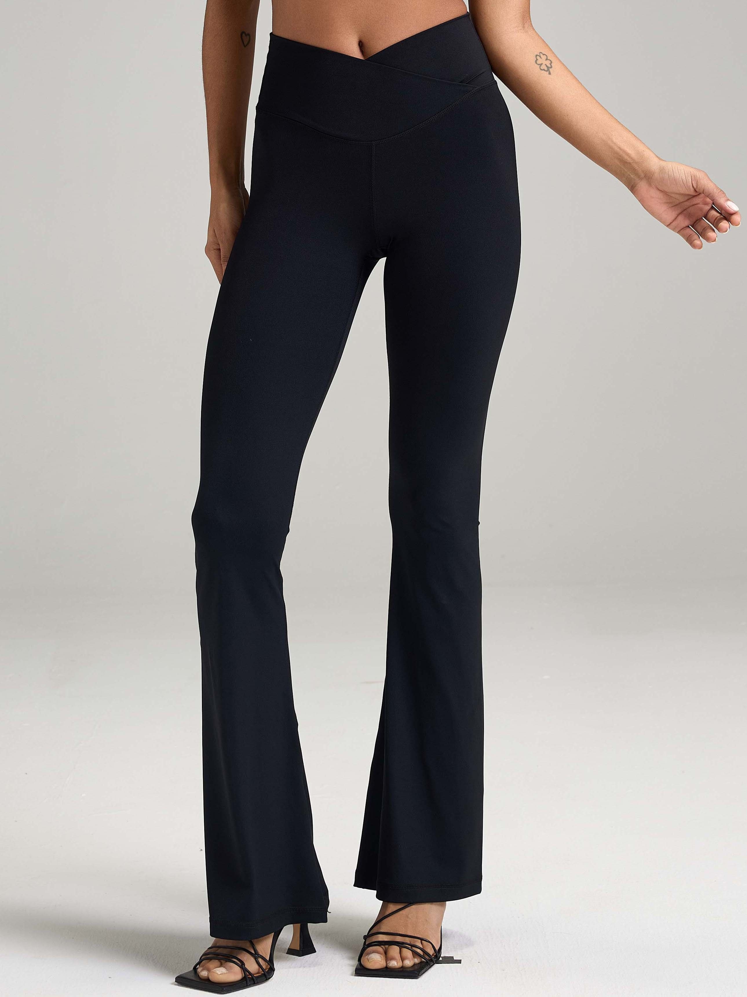 High-Waist Stretch Flare Pants - Sleek Look & Comfort Fit - Versatile for Casual Occasions