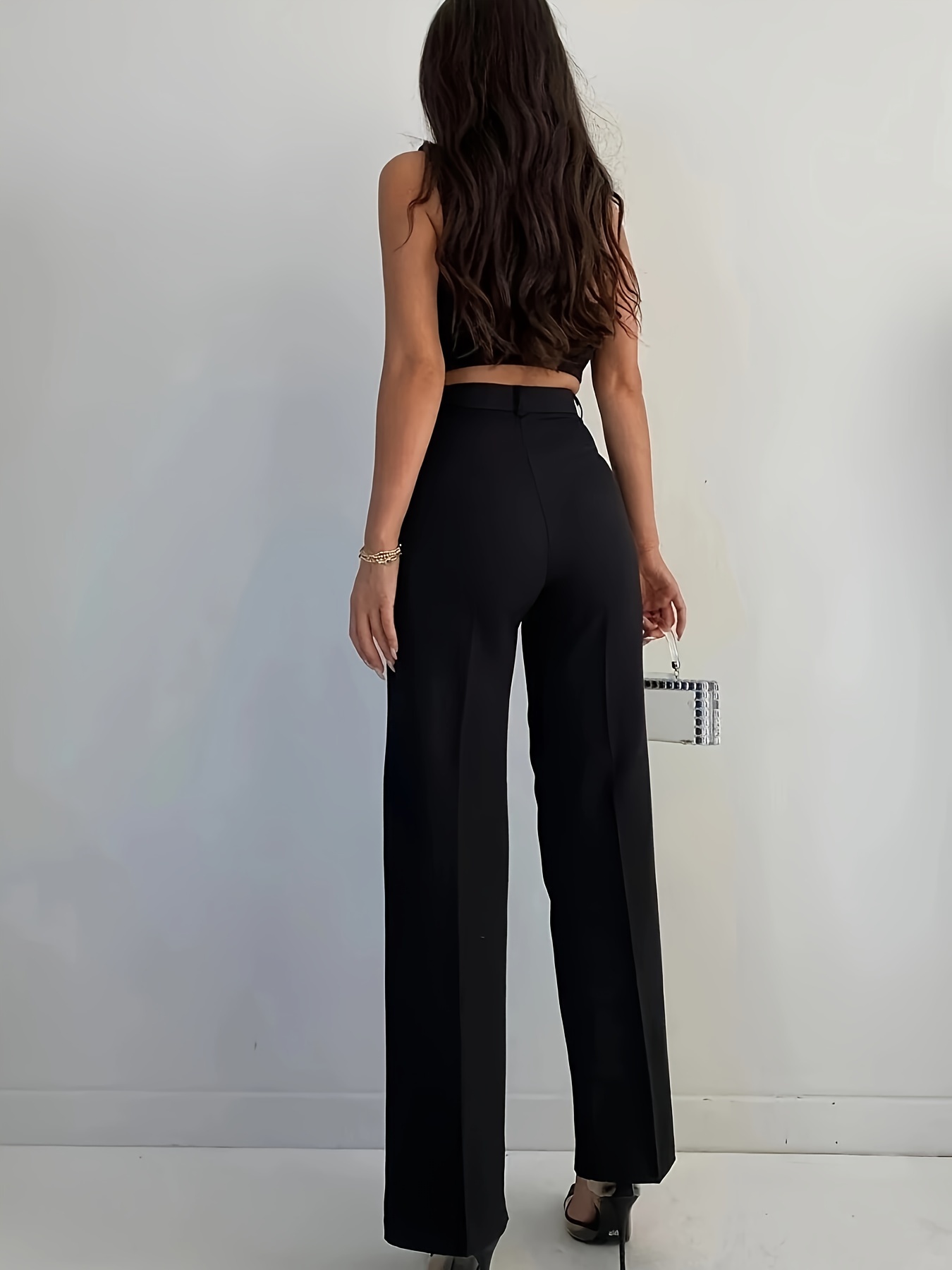 Chic Solid Pintuck High Waist Pants - Flattering Straight Leg, Fashion-Forward Elegant Style for Women - Perfect for Multiple Occasions